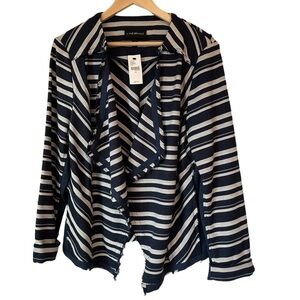 Lane Bryant Navy and Cream Stripe Cardigan Jacket, 16